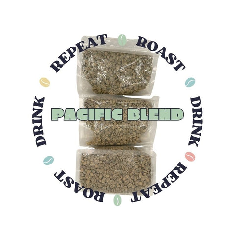 3 bags of green coffee beans for a pacific coffee blend